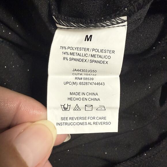 Speechless Long Sleeve Ruffle Hem Dress Juniors Medium Black Metallic - Picture 8 of 10